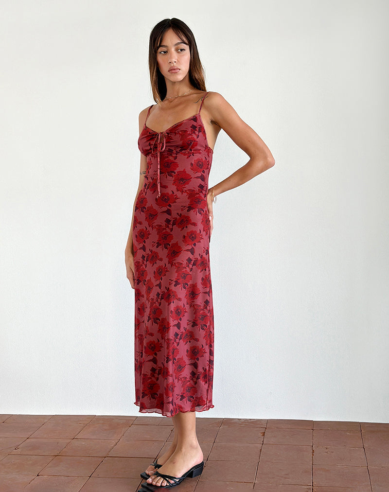 Image de Coya Midi Dress in Fairy Floral Burgundy Flock