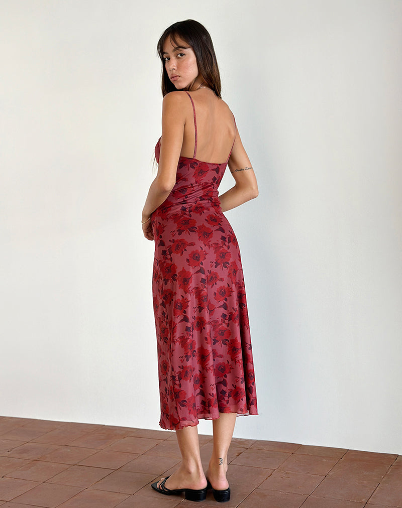 Image de Coya Midi Dress in Fairy Floral Burgundy Flock