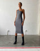 Image de Cresida One Shoulder Midi Dress in Grey Navy Sporty Micro Spot