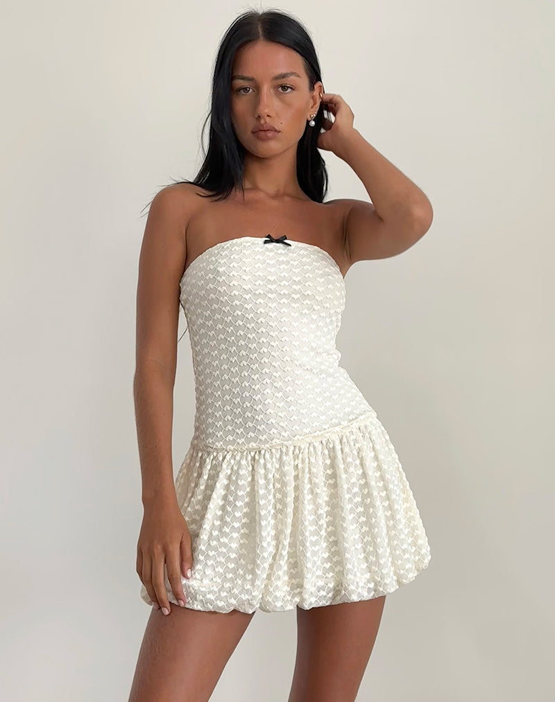 Mini robe bandeau Cryolan en dentelle ivoire Heart Lace