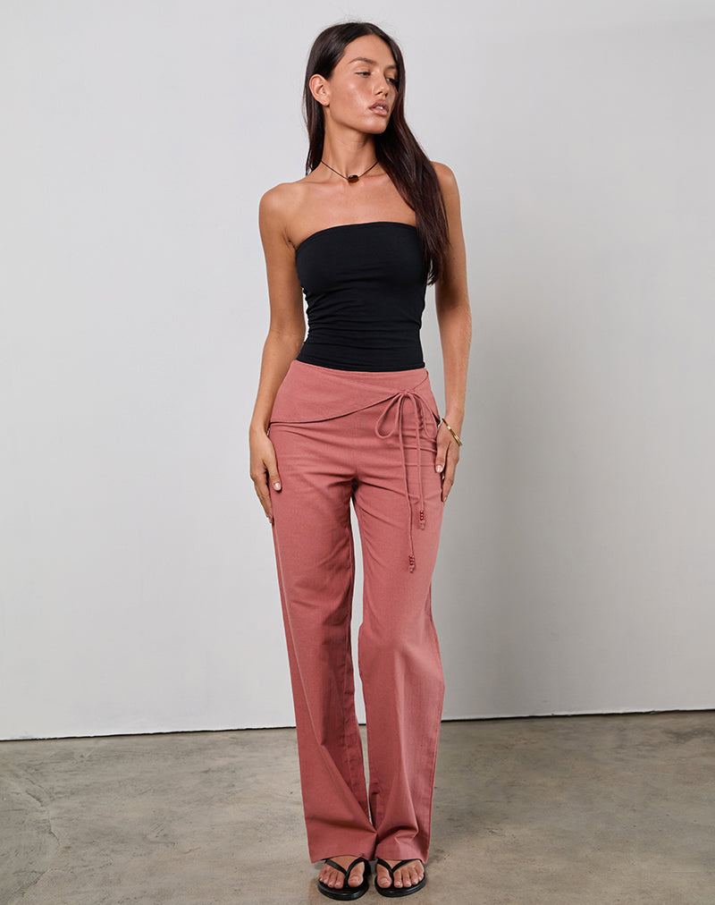 Image de Cursa Pantalon avec ceinture, lin rouge toscan