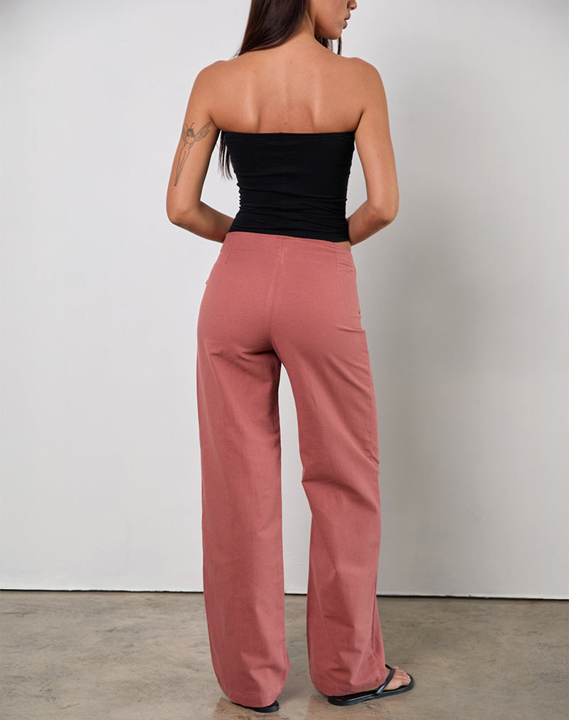 Image de Cursa Pantalon avec ceinture, lin rouge toscan