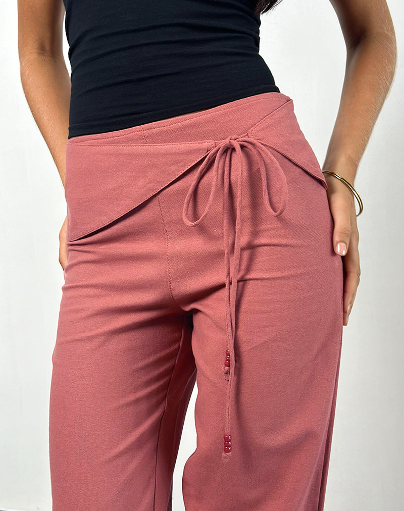 Image de Cursa Pantalon avec ceinture, lin rouge toscan