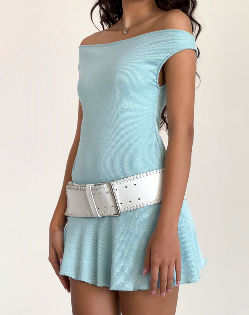 Mini robe Cynthia en côtes chatoyantes bleu clair
