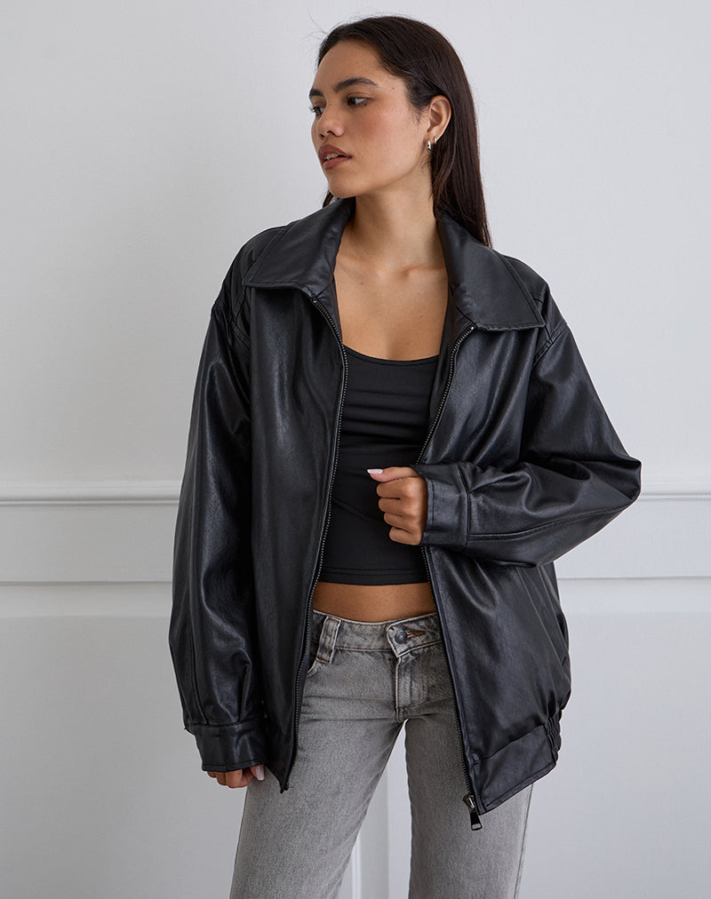 Image de la veste Cavita en PU noir