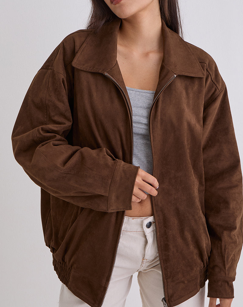 Image de la veste Cavita en faux daim marron
