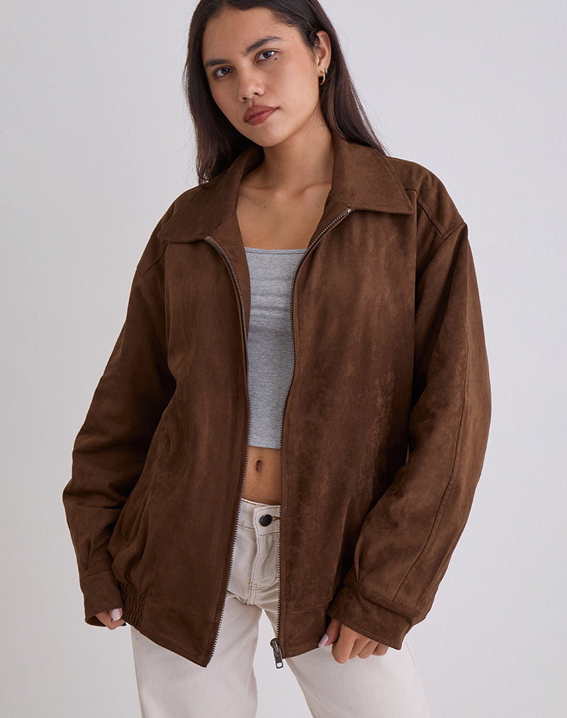 Image de la veste Cavita en faux daim marron