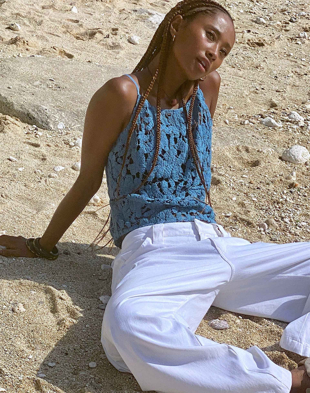 Top en crochet Limu, bleu clair de lune