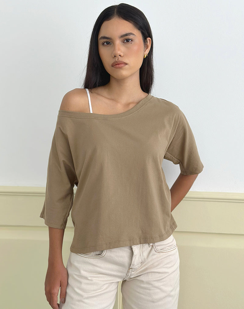 Image de Daimin Off the Shoulder Top in Jersey Khaki