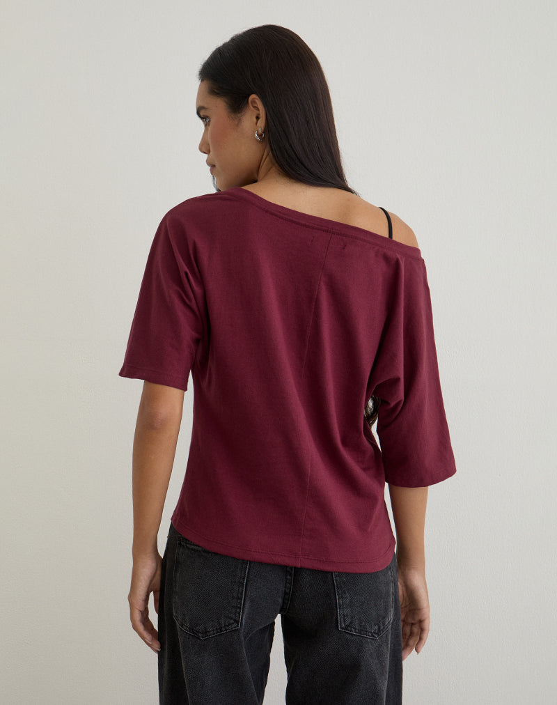 Image de Daimin Off the Shoulder Top in Jersey Maroon