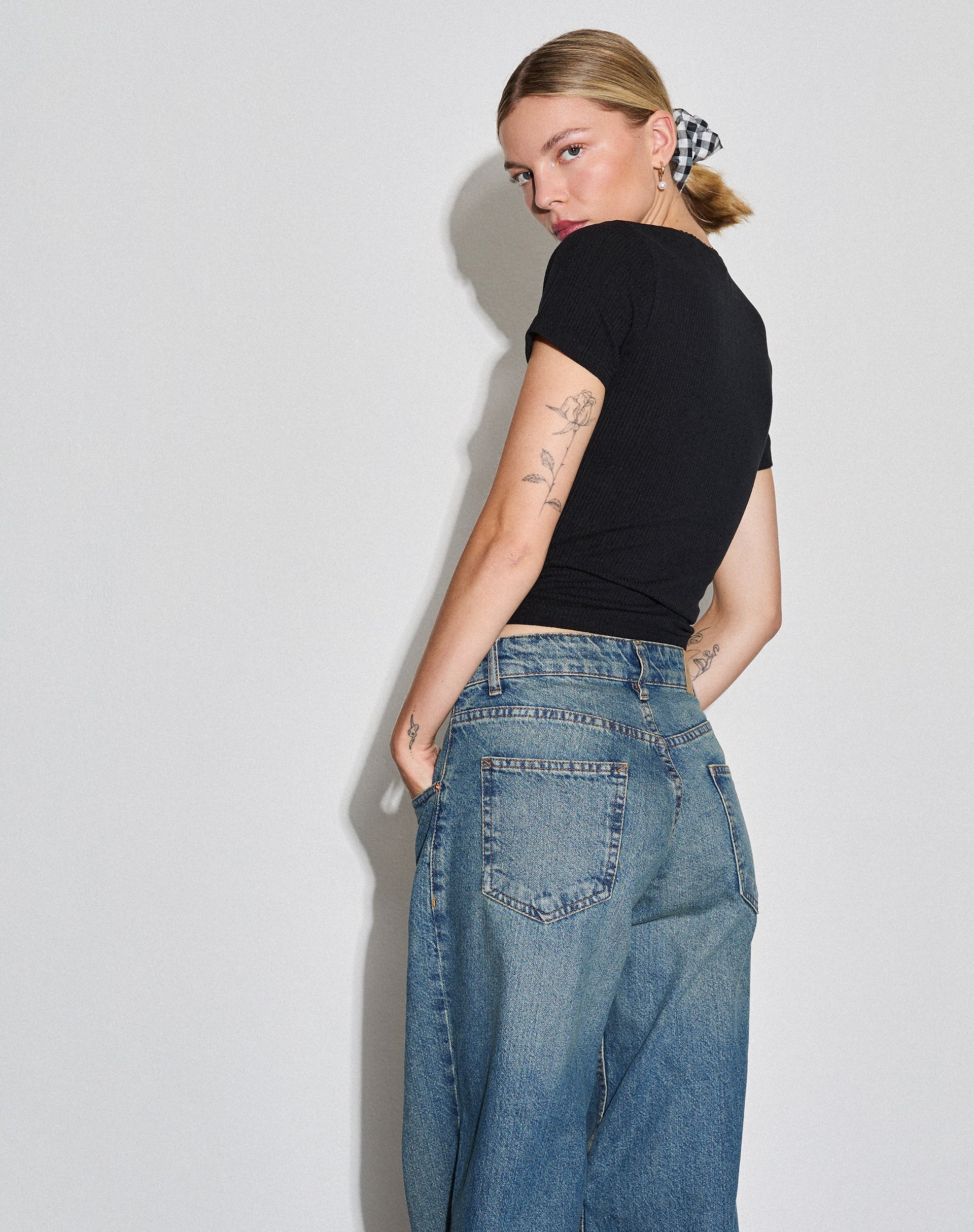 Image of Dakota Cropped Tee in Black