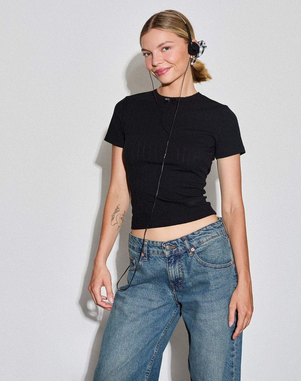 Dakota Cropped Tee en noir