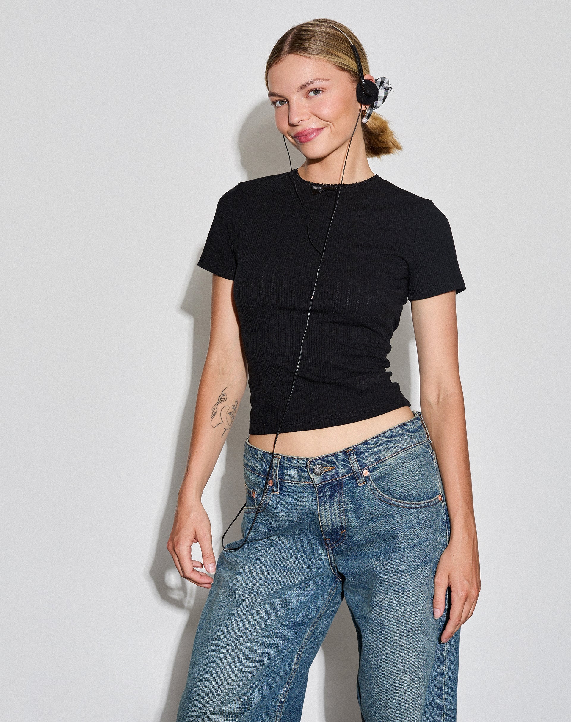 Image of Dakota Cropped Tee in Black