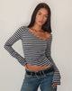 Image de Dalene Asymetric Long Sleeve Top in Grey and Black Stripe