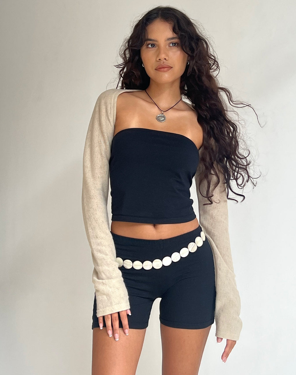 Top havane en tricot Dalika, avoine