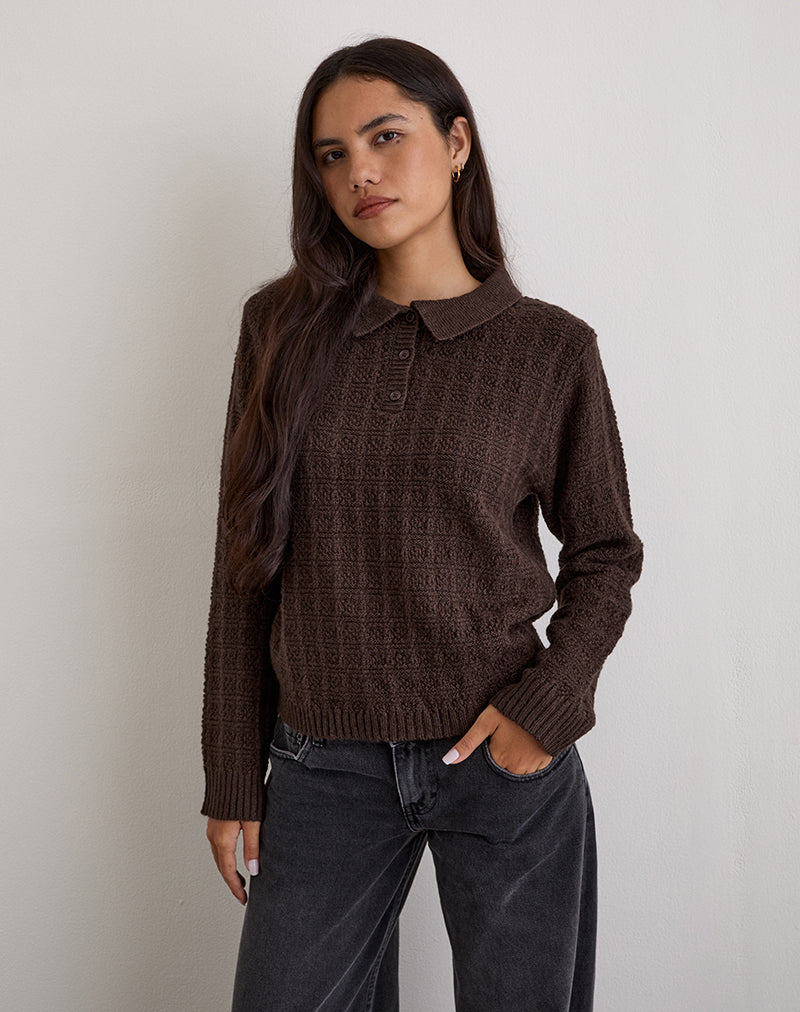 Image de Dalina Jumper en tricot à carreaux Marron