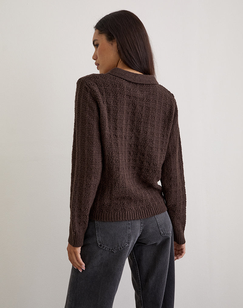 Image de Dalina Jumper en tricot à carreaux Marron