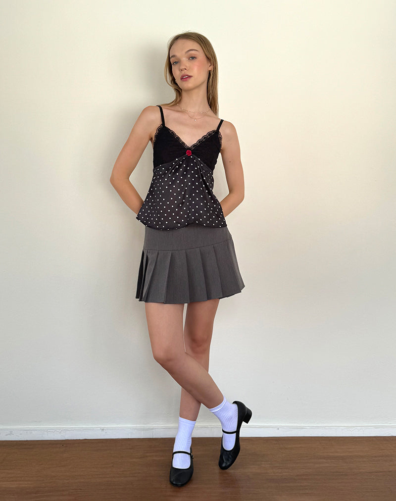 Image de Dalinda Cami Top in Black Polka Dot Satin