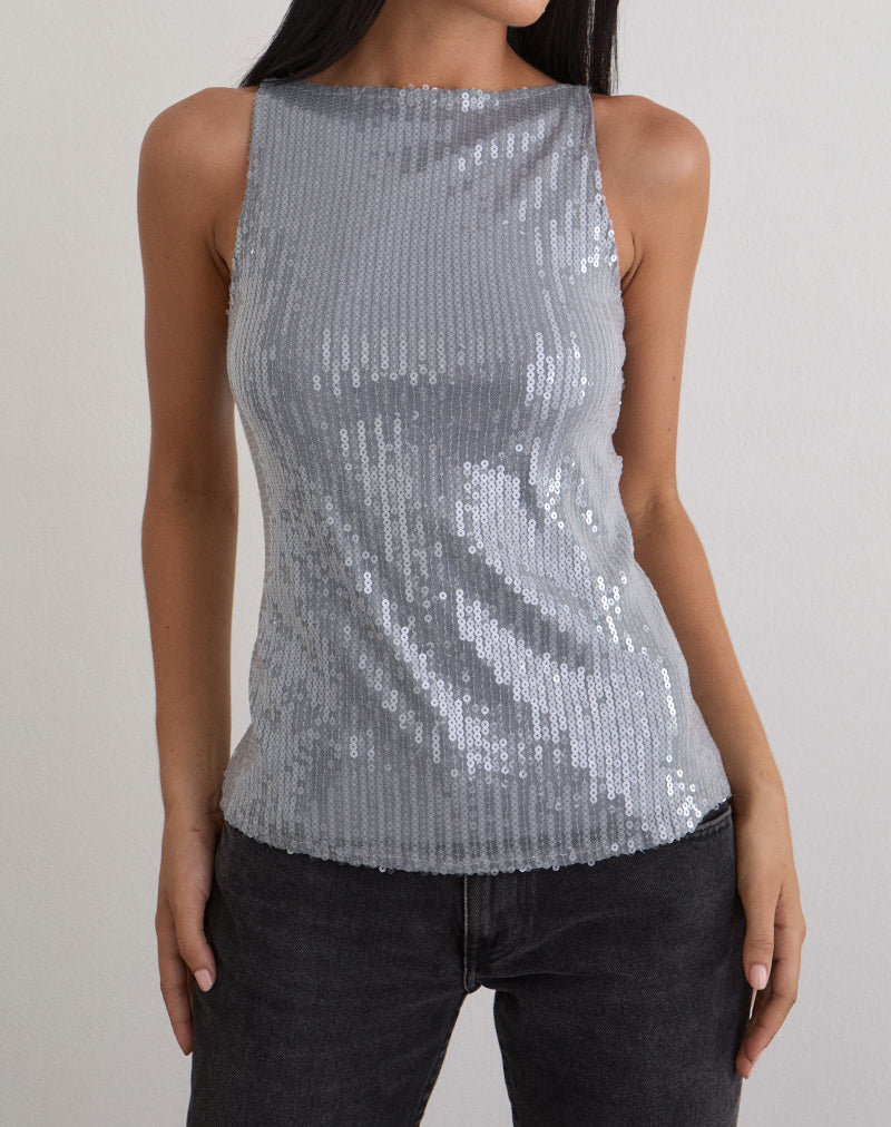Image de la veste Damske en paillettes transparentes teintées Gris