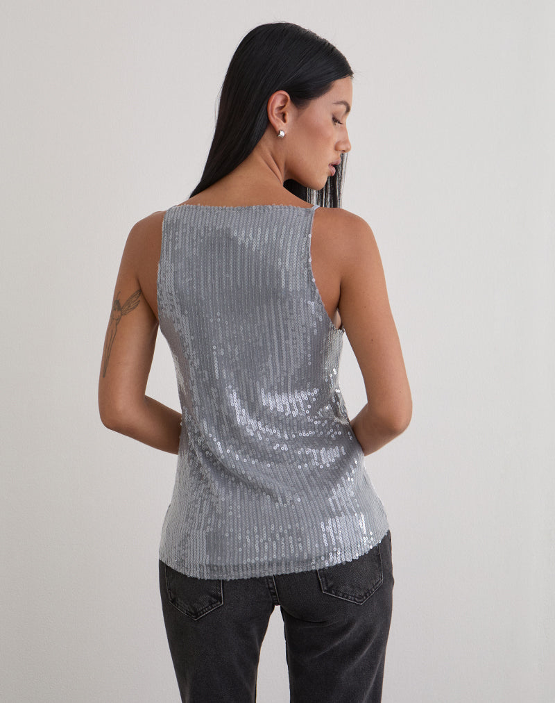 Image de la veste Damske en paillettes transparentes teintées Gris