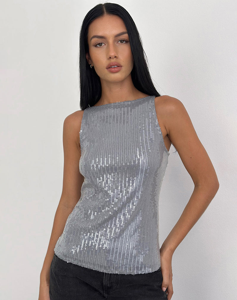 Image de la veste Damske en paillettes transparentes teintées Gris