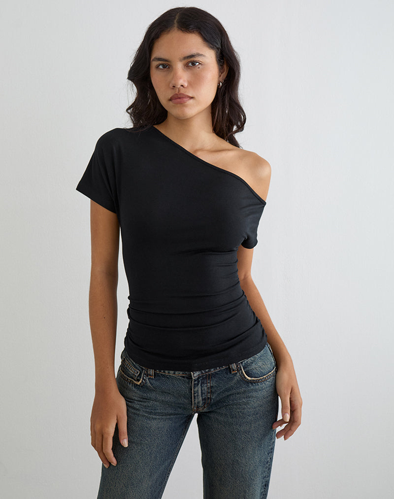 Danama Top asymétrique en jersey noir