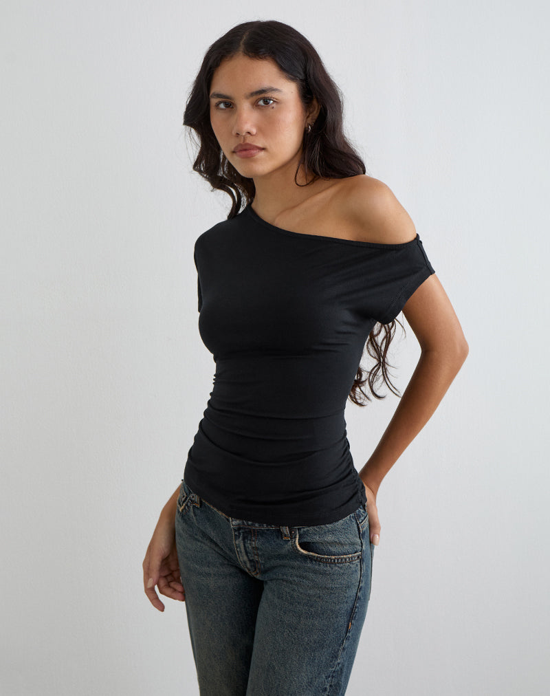 Danama Top asymétrique en jersey noir