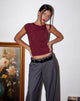 Image de Dannas Twist Shoulder Top in Burgundy