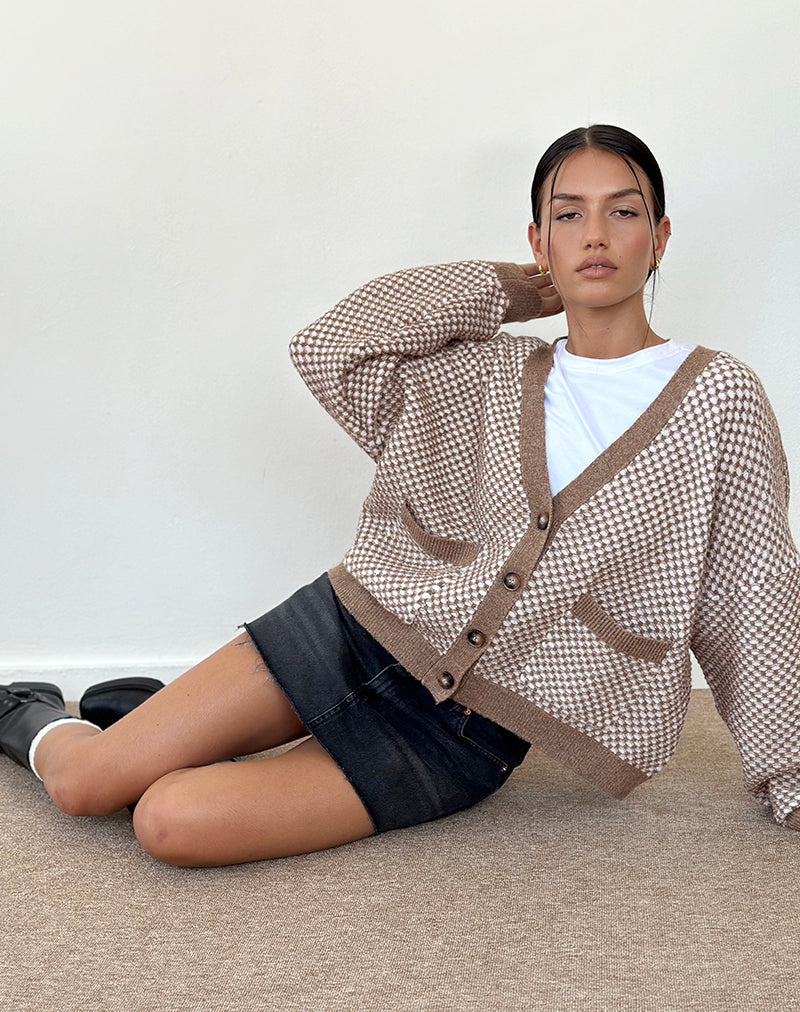 Cardigan Danov en vichy marron
