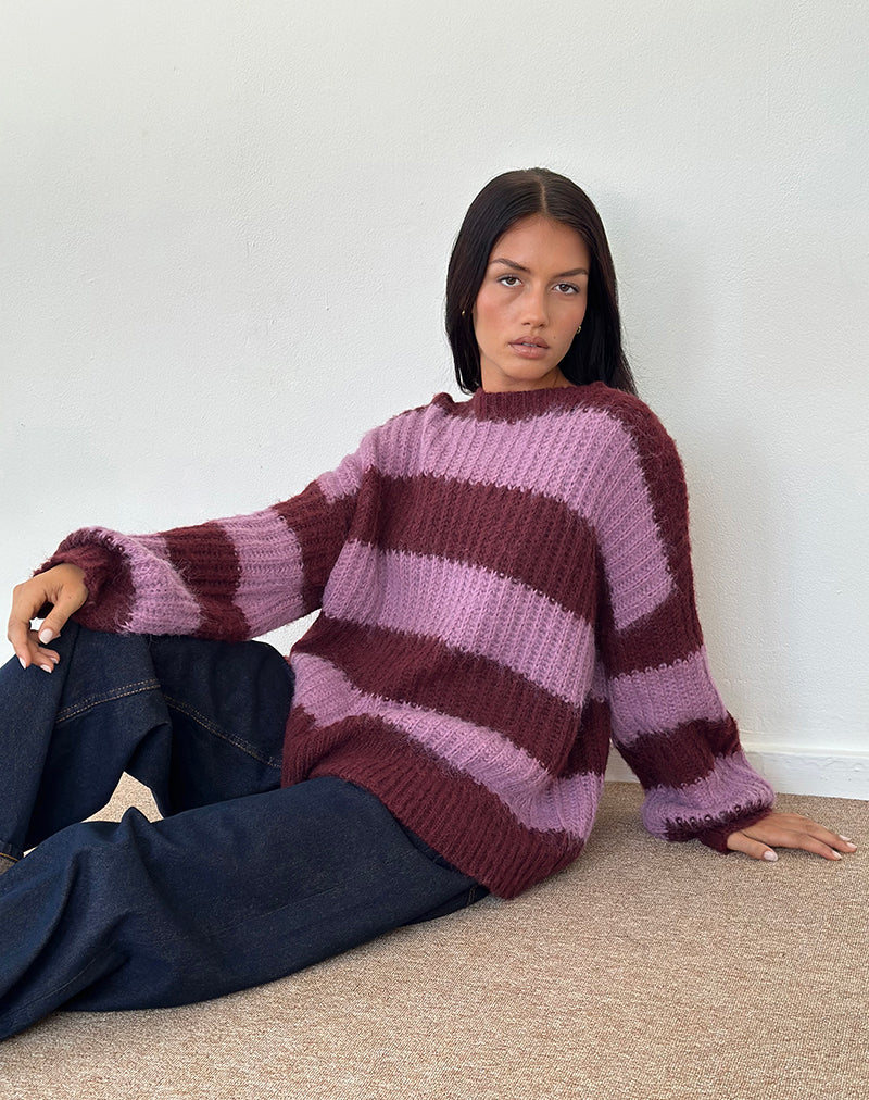 Pull Daren à rayures violettes