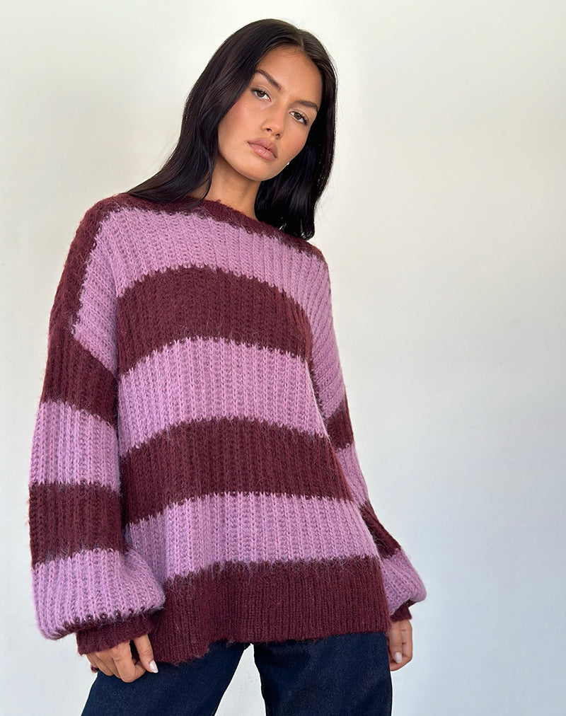 Pull Daren à rayures violettes