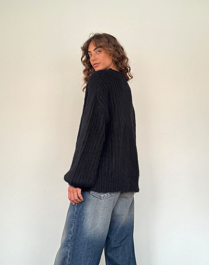 Image de Daren Jumper surdimensionné en tricot, noir
