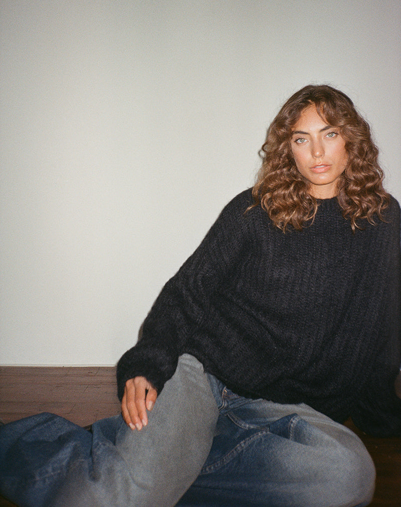 Image de Daren Jumper surdimensionné en tricot, noir