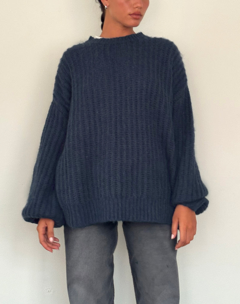 Chandail en tricot surdimensionné Daren, marine