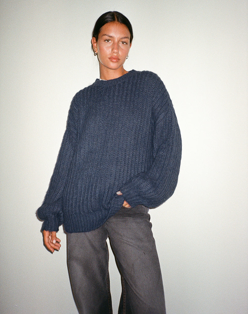 Image de Daren Chandail surdimensionné en tricot, marine