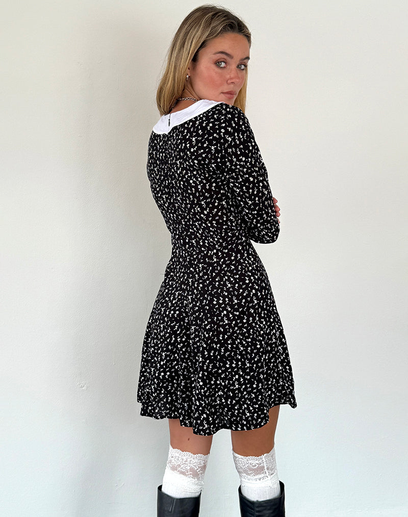 Image de Darira Long Sleeve Mini Dress in Ditsy Romance Black