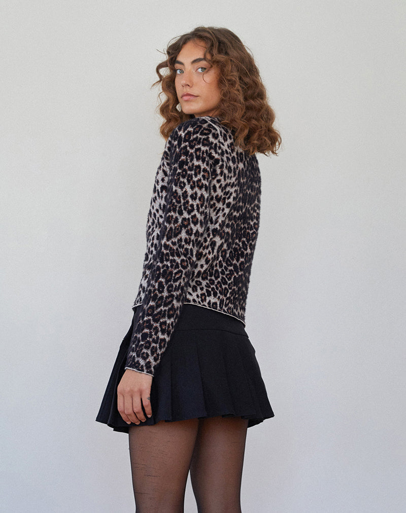 Image de Darlene Cardigan en tricot doux Léopard Brown