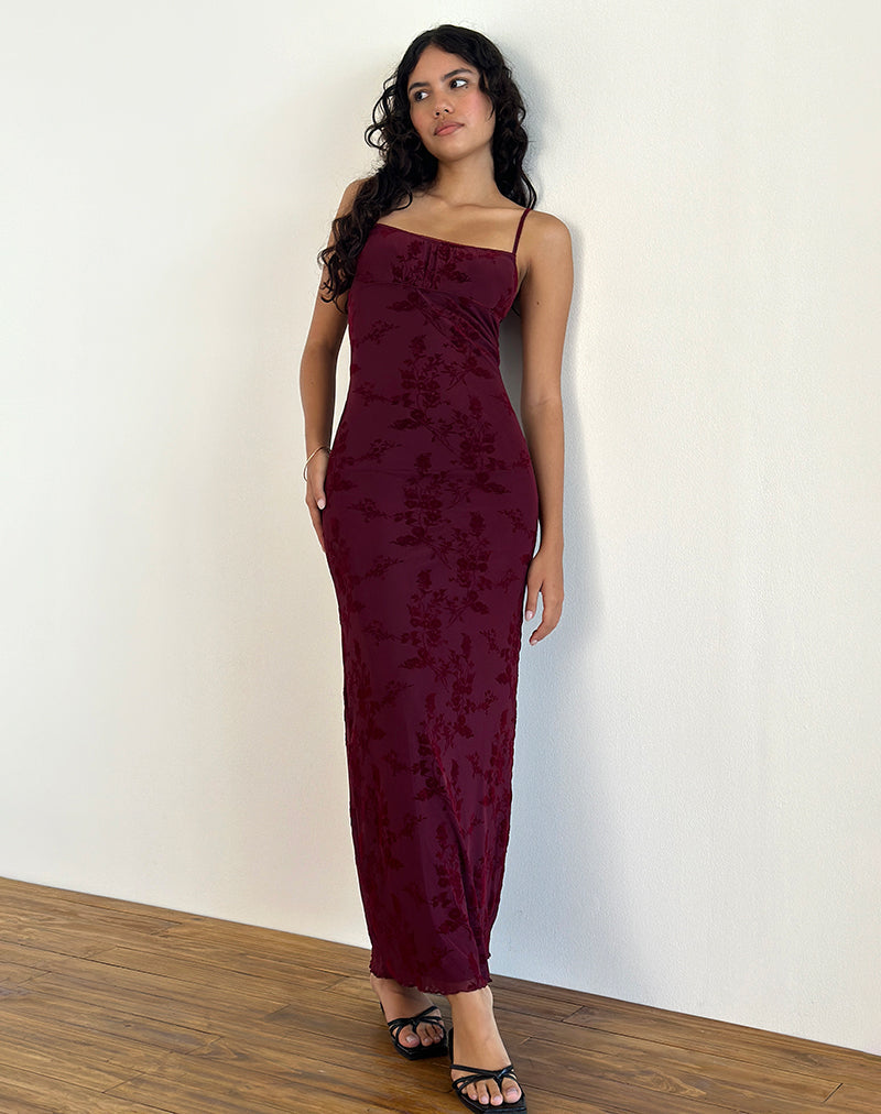Image de Darsih Maxi Dress in Botanical Flower Maroon