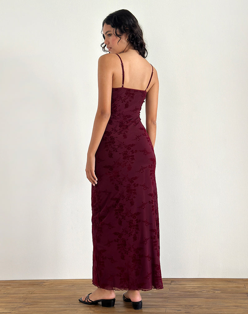 Image de Darsih Maxi Dress in Botanical Flower Maroon