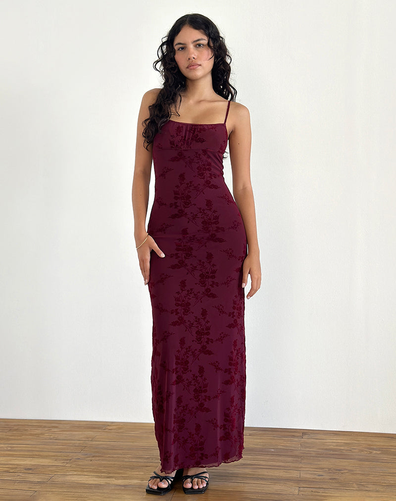 Robe longue Darsih en fleur botanique marron
