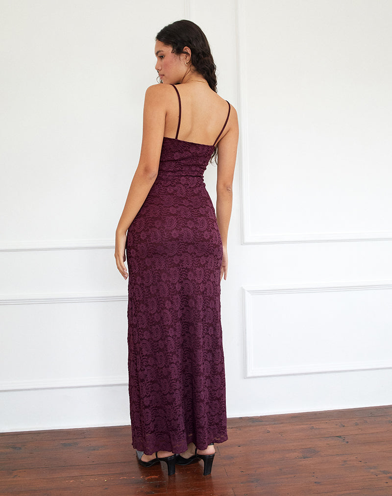 Image de Darsih Cami Maxi Dress in Paisley Lace Burgundy