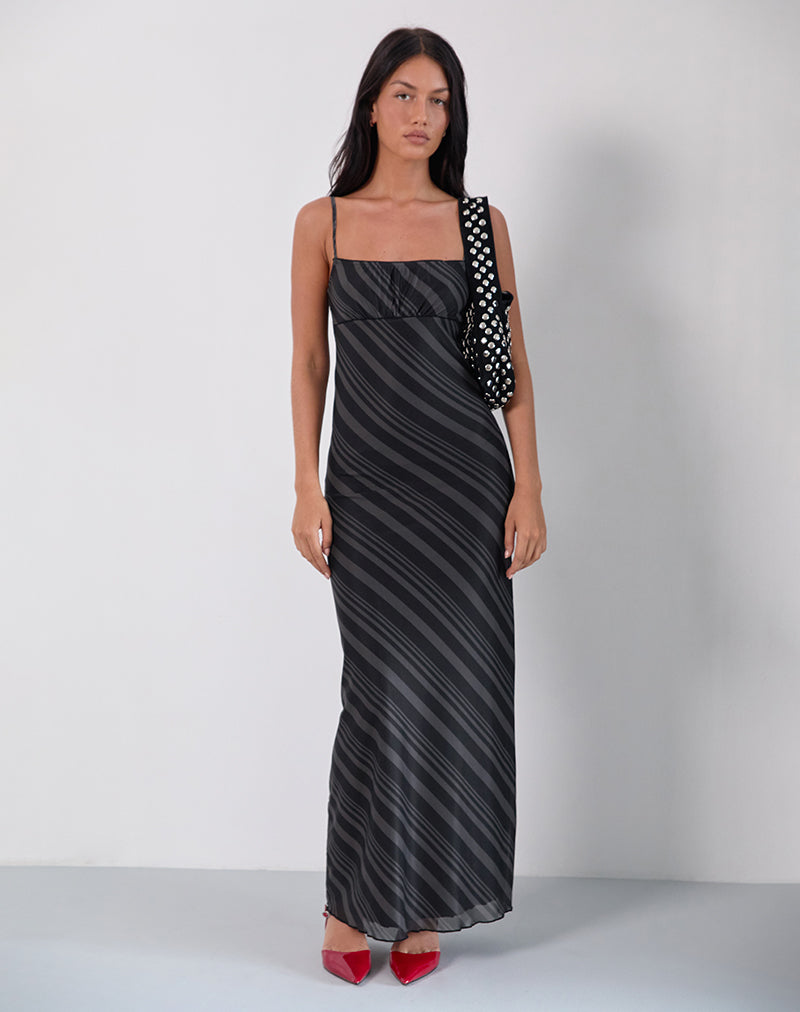 Image de Darsih Maxi Dress in Irregular Stripe Grey Black