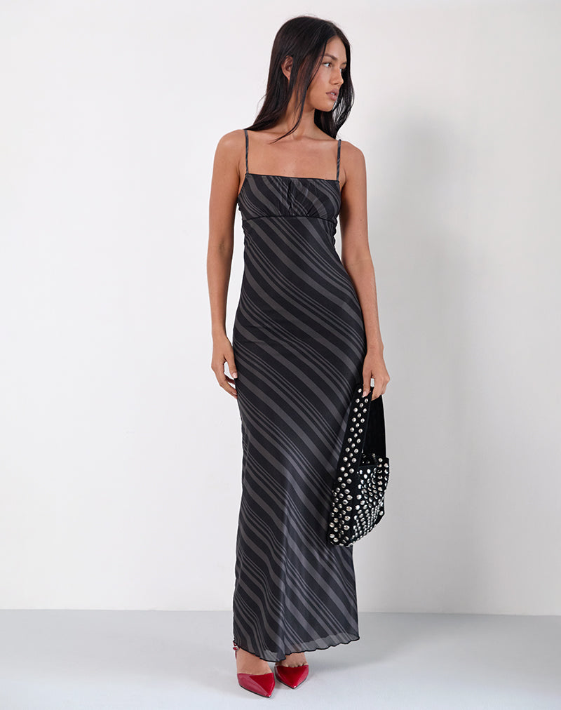 Image de Darsih Maxi Dress in Irregular Stripe Grey Black