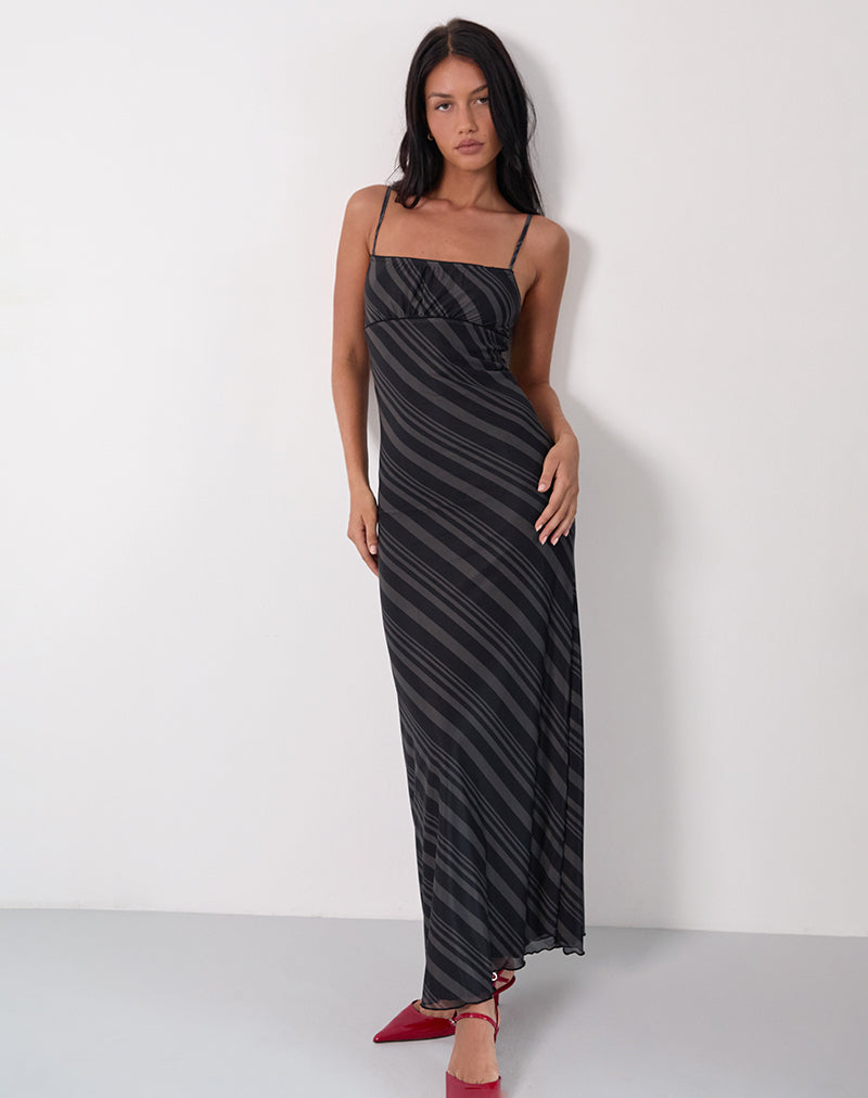 Image de Darsih Maxi Dress in Irregular Stripe Grey Black