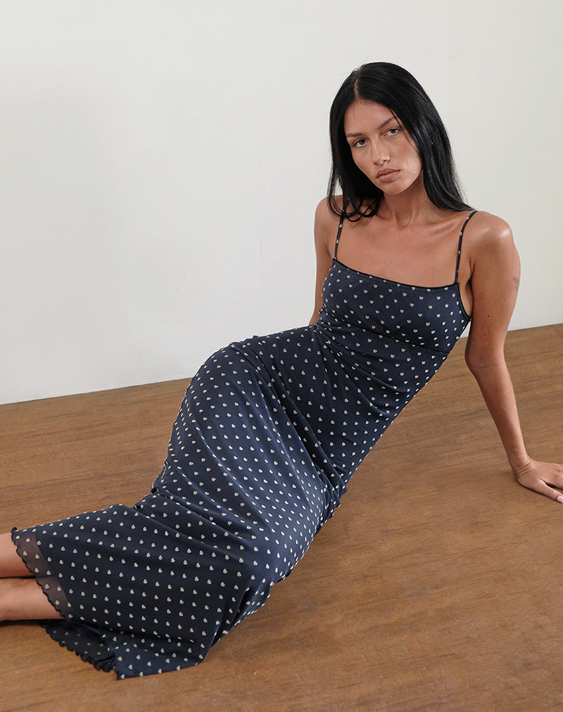 Image de Darsih Maxi Dress in Heart Flock Navy and Yellow