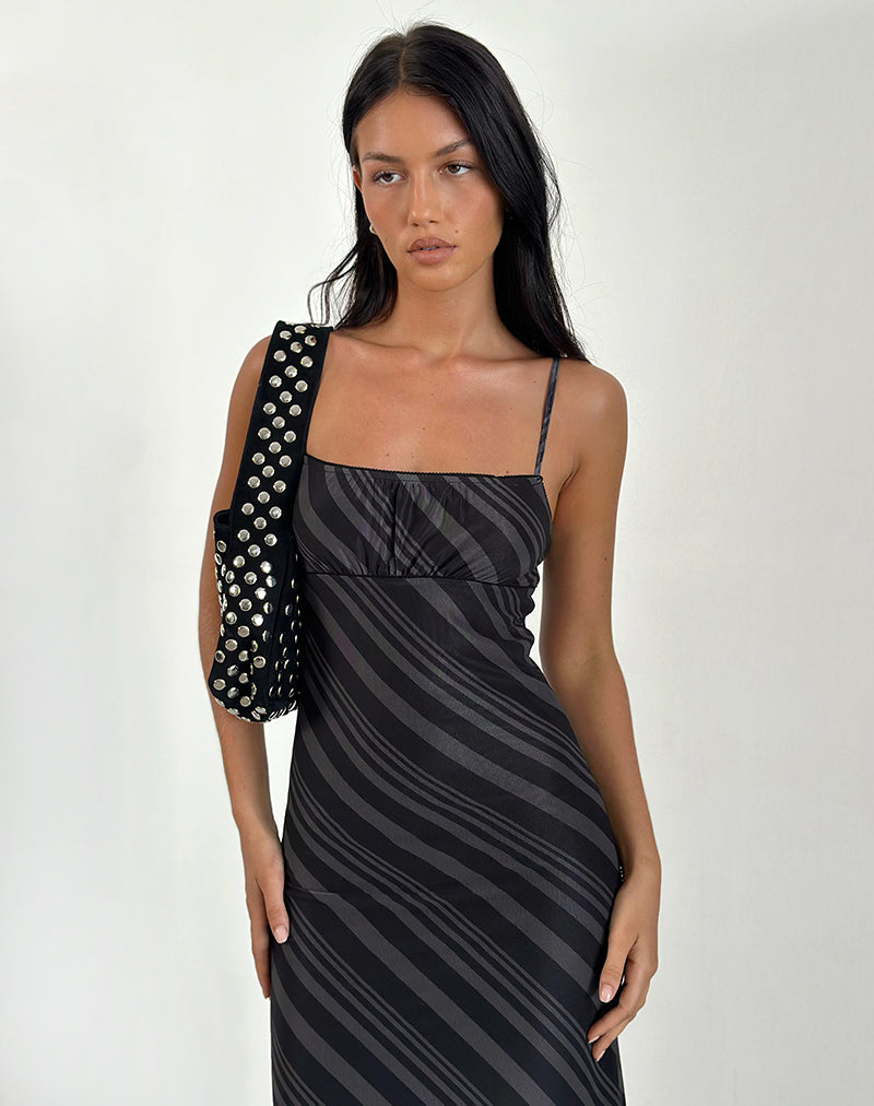 Image de Darsih Maxi Dress in Irregular Stripe Grey Black