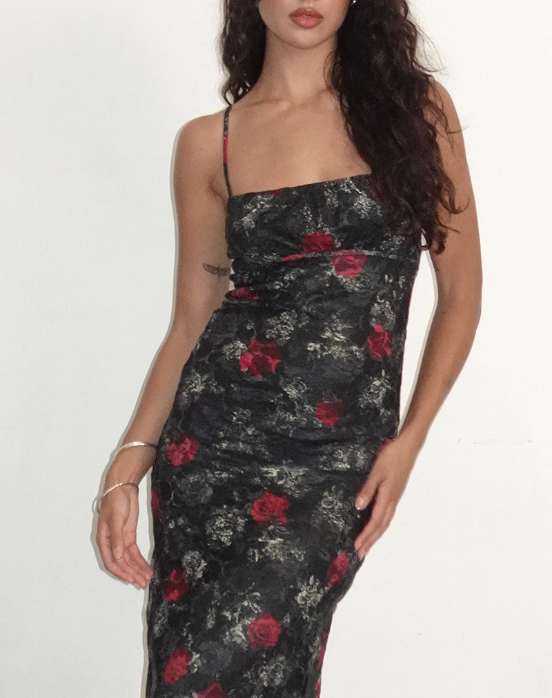 Image de la robe longue Darsih en dentelle Midnight Bloom