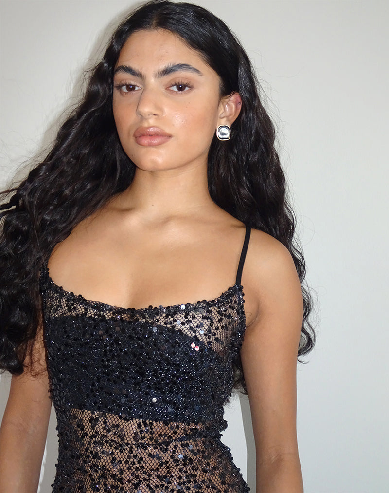 Image of Darish Maxi Dress in Sequin Mesh Black