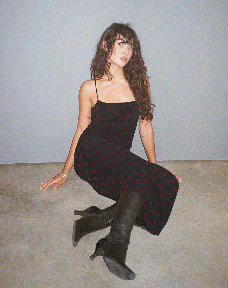Image de Darsih Maxi Dress in Lips Flock Black