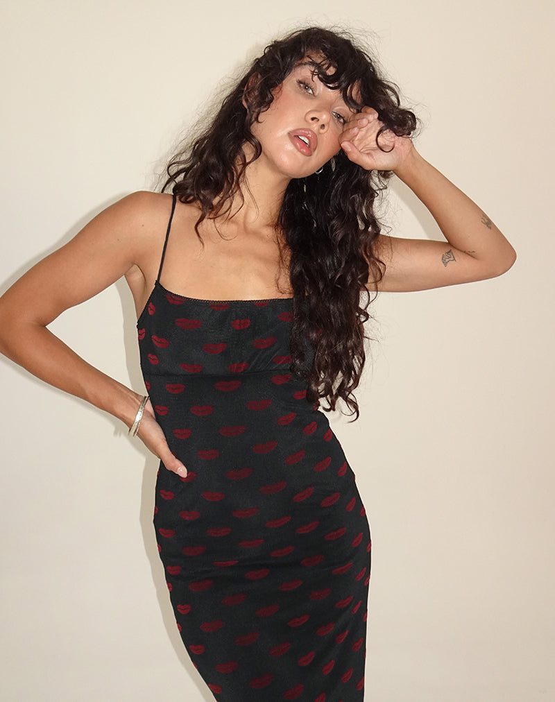 Image de Darsih Maxi Dress in Lips Flock Black